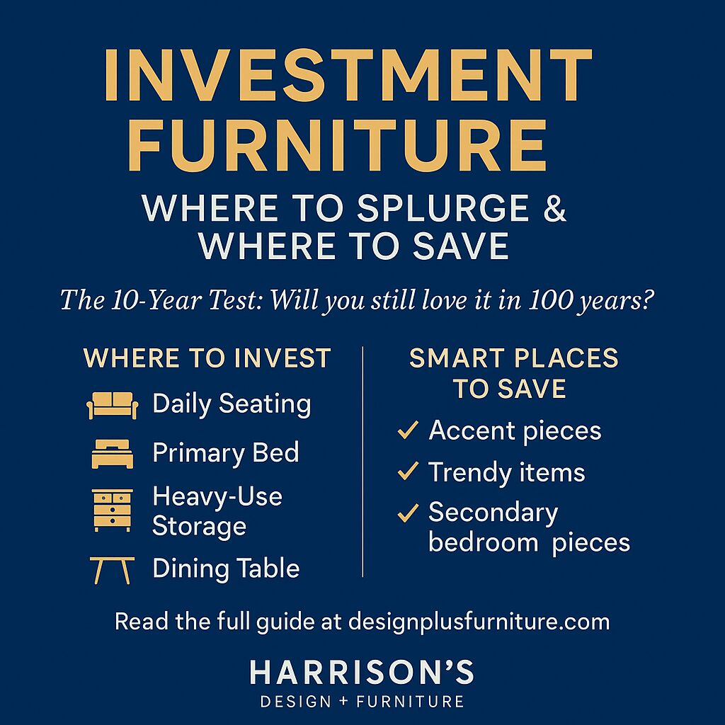Investment Furniture Image highlighting where to splurge and where to save